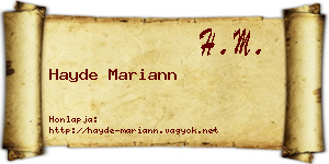 Hayde Mariann névjegykártya